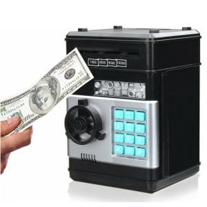 Παιδικός Κουμπαράς Πλαστικός Μαύρος 13x13x19cm KYL-451239