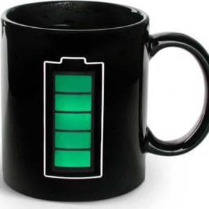 Κούπα από Πορσελάνη Charging Battery Μαύρη 300ml