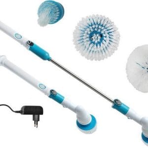 HO-EK-SH-308 Πλαστική Περιστρεφόμενη Βούρτσα Καθαρισμού με Λαβή Λευκή