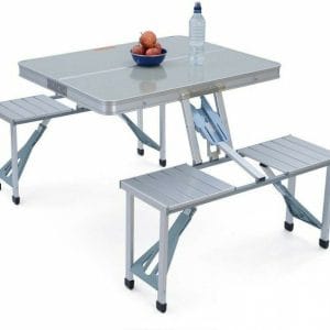 Τραπεζαρία Πικ-Νικ Αλουμινίου Πτυσσόμενη σε Βαλιτσάκι Λευκό 3τμχ 24834
