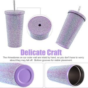 Ποτήρι Θερμός Με Μεταλλικό Καλαμάκι Και Στρας 500ml holographic