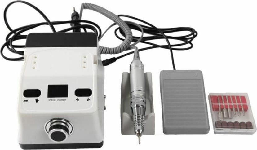 ZS-718 Τροχός Νυχιών Ρεύματος 35000rpm με Πεντάλ σε Λευκό Χρώμα 65W