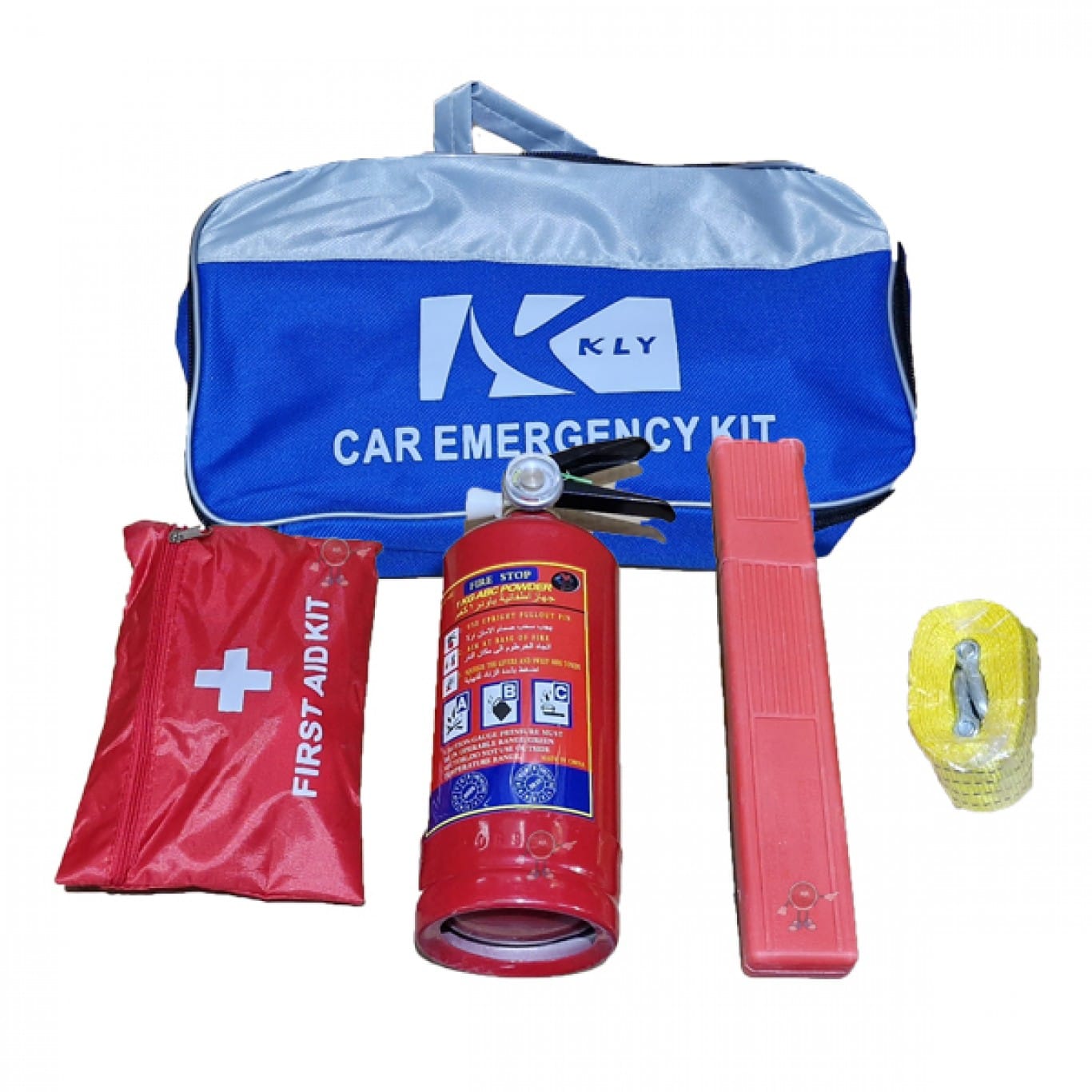 Κιτ Εκτακτης Ανάγκης Αυτοκινήτου με Πυροσβεστήρα-Τρίγωνο Ασφαλείας-Ιμάντα και Τσαντάκι Πρώτων Βοηθειών - Image 3