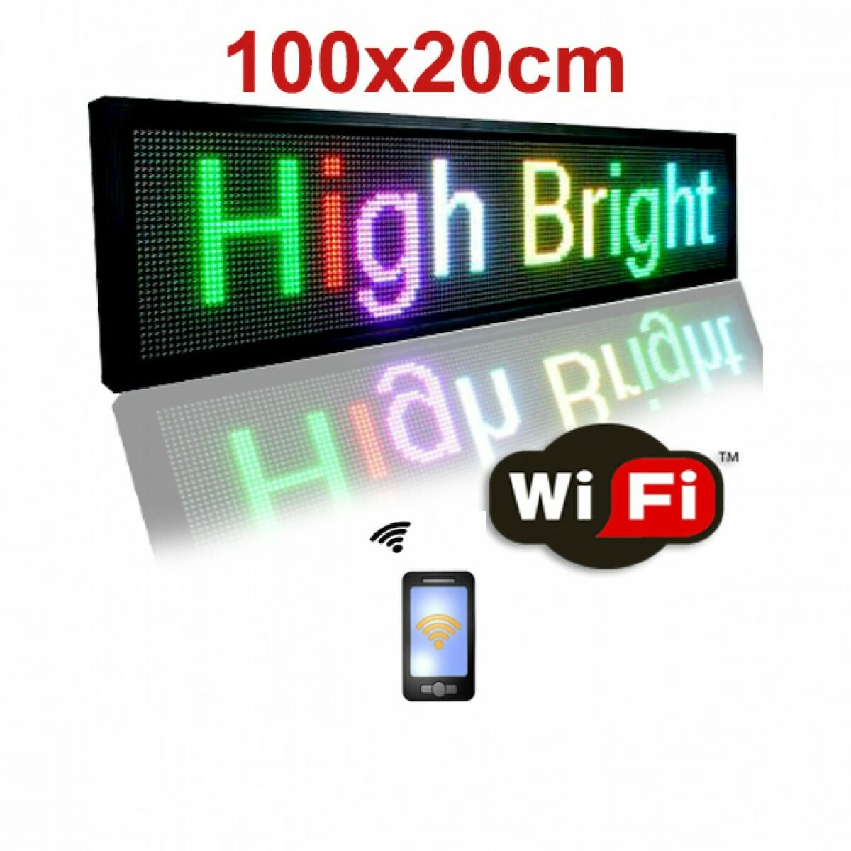 Κυλιόμενη Πινακίδα LED Μονής Όψης Αδιάβροχη 100x20cm RGB SDS-8792