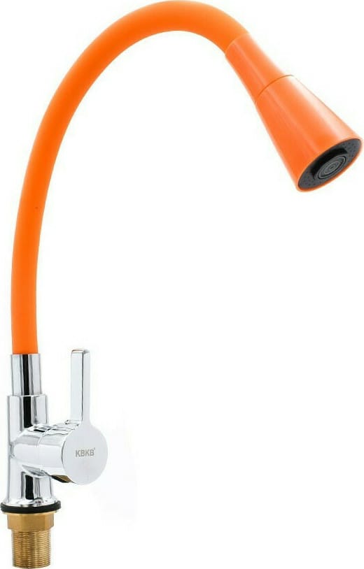 ΚΒΚΒ Άρτεμις Ψηλή Μπαταρία Κουζίνας Πάγκου με Ντουζ Inox Πορτοκαλί