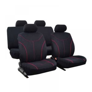 Σετ Καλύμματα Αυτοκινήτου 10τμχ Πολυεστερικά Universal Μαύρο / Κόκκινο 103769