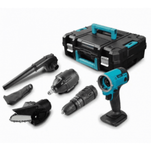 Σετ Δραπανοκατσάβιδο & Κατσαβίδι & Αλυσοπρίονο & Μπουλονόκλειδο & Φυσητήρας με Μπαταρίες και Θήκη Bisutime