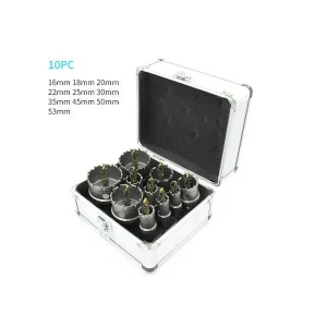 Σετ Ποτηροτρύπανα Καρβιδίου 10τεμαχίων με Διάμετρο από 16mm έως 53mm για Μέταλλο & Inox