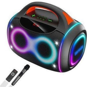 Ηχείο Karaoke με Ενσύρματo Μικρόφωνο και Εφέ Φωτισμού σε Μαύρο Χρώμα