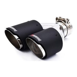 Διπλό Τελικό – Μπούκα Εξάτμισης Αυτοκινήτου Universal Τύπου Akrapovic 60-63mm HW-0046 Μαύρο