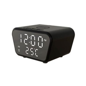 Led Επιτραπέζιο Ψηφιακό Ρολόι με Ξυπνητήρι & Ασύρματη Φόρτιση Μαύρο TS03363
