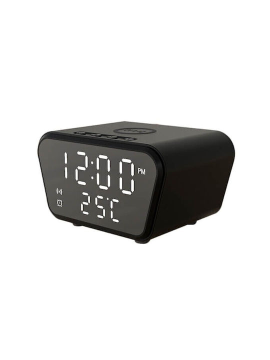 Led Επιτραπέζιο Ψηφιακό Ρολόι με Ξυπνητήρι & Ασύρματη Φόρτιση Μαύρο TS03363