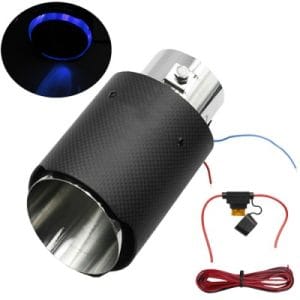 Universal LED Φωτιζόμενο Διακοσμητικό Τελικό - Μπούκα Εξάτμισης Αυτοκινήτου από Ατσάλι 60 - 63mm Μαύρο