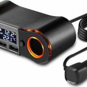 SPC ZNB02 Φορτιστής Αυτοκινήτου 80W 3.5A με Θύρες: 2xUSB μαζί με Καλώδιο Ενσωματωμένο και Βολτόμετρο Μαύρο Χρώμα