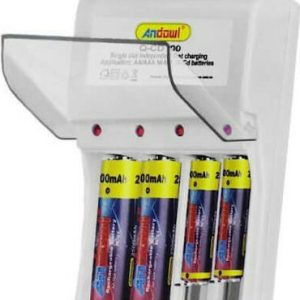 Andowl Q-CD100 Φορτιστής 4 Μπαταριών Ni-MH Μεγέθους AA/AAA σε Λευκό χρώμα