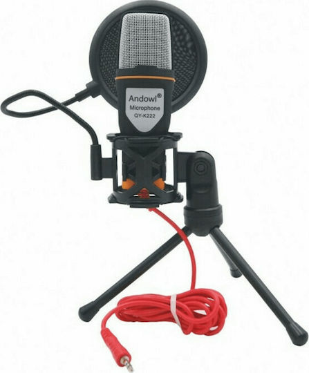Andowl QY-K222 Σετ Πυκνωτικό Μικρόφωνο 3.5mm Επιτραπέζιο, Shock Mounted για Φωνητικά