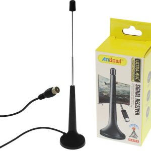 Andowl Q-A161 Εσωτερική Κεραία Τηλεόρασης (δεν απαιτεί τροφοδοσία) σε Μαύρο Χρώμα Σύνδεση με Ομοαξονικό (Coaxial) Καλώδιο