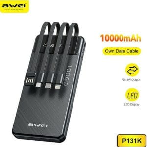 Awei P131K Power Bank 10000mAh με Θύρα USB-A Μαύρο