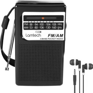 Lamtech Pocket Ραδιοφωνάκι Επαναφορτιζόμενο Μαύρο