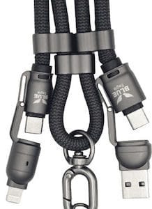 Blue Eagle Be-dc4in1-02 Crossbody Data Cable Usb A To L Type C Type C To L Type C Blue