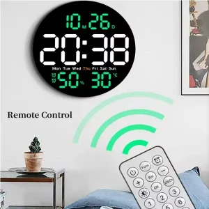 Ψηφιακό ρολόι τοίχου 25.5cm με τηλεχειριστήριο, θερμοκρασία, υγρασία, ημερομηνία/l-11
