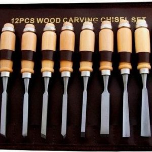 12191 Σκαρπέλα σε Υφασμάτινη Θήκη με Ξύλινη Λαβή Σετ 12τμχ