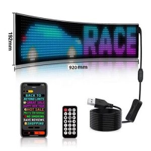 Εύκαμπτη LED Οθόνη Πάνελ Αυτοκινήτου Προσαρμοσμένου Κειμένου και Κινούμενης Εικόνας 16×96 pixel 5v 190x920mm με Bluetooth και Τηλεχειρισμό JN-2853-85 RGB