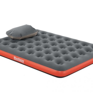 Φουσκωτό Στρώμα Ύπνου Υπέρδιπλο 203x152x22cm με Αντλία Αέρα/Προσκέφαλο και βελούδινη υφή BESTWAY 67703 Πορτοκαλί-Γκρι/l-28