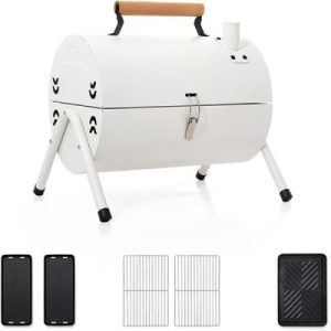 Φορητή Ψησταριά Κάρβουνου με Καπάκι Z0095 Λευκή