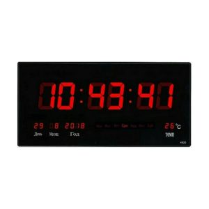 Ψηφιακό ρολόι τοίχου με μεγάλη οθόνη Led – Μαύρο και κόκκινο (Ώρα/μέρα/θερμοκρασία/ημερομηνία/ξυπνητήρι) 4622