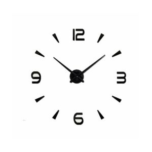 ZH034 3D Ρολόι Τοίχου Αυτοκόλλητο Πλαστικό Μαύρο