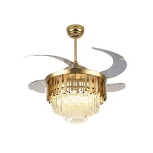 Κρυστάλλινος πολυέλαιος με ανεμιστήρα οροφής για εσωτερικούς χώρους 42″ και τηλεχειριστήριο 72w FAN-Y002 χρυσό