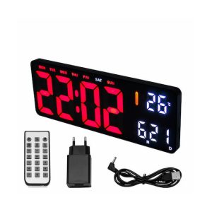 Ψηφιακό LED Ρολόι 35 x 3.2 x 13cm, Ξυπνητήρι, Θερμόμετρο, Συγχρονισμό Bluetooth και Τηλεχειριστήριο με Διπλό Φωτισμό Κόκκινο-Λευκό 16961-3628