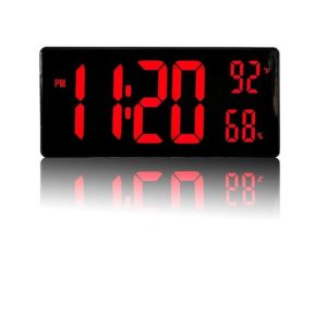 Μεγάλο ψηφιακό ρολόι τοίχου LED 17,2″, ενσωματωμένος αισθητήρας θερμοκρασίας/υγρασίας με τηλεχειρισμό 16961-3810L Κόκκινο