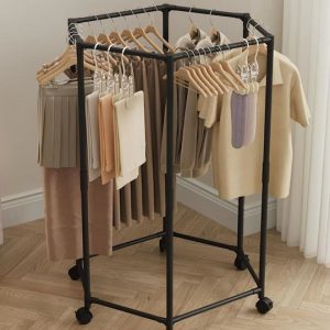 Τροχήλατη Κρεμάστρα Δαπέδου από Μέταλλο Μαύρη 80cm