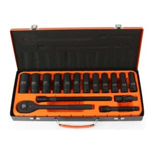 Καρυδάκια Αέρος Εξάγωνα Μακριά με Καρέ Υποδοχής 1/2" Σετ M-58232 17τμχ