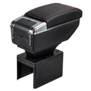 Τεμπέλης Κονσόλα αυτοκίνητου με 7 θύρες φόρτισης USB, ποτηροθήκη & τασάκι Μαύρο - Κόκκινη Ραφή MY-77748