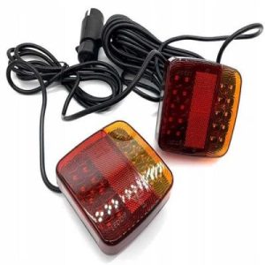 Σετ μαγνητικά φανάρια LED φλας/στοπ 12V για τρέιλερ IP65 2 τεμαχίων με καλώδιο (πρίζα κοτσαδόρου 7pin)2.5+7m w15968-2
