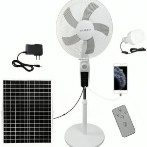 Επαναφορτιζόμενος Ηλιακός Ανεμιστήρας 40cm Ηλιακό Πάνελ Θύρα Φόρτισης Usb Τηλεχειριστήριο Λάμπα Led Hs-228f
