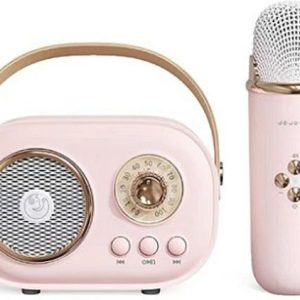 Ηχείο Karaoke με Ασύρματο Μικρόφωνο σε Ροζ Χρώμα ZY-2410