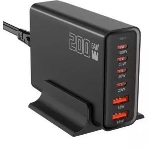 Andowl Βάση Φόρτισης GaN με 2 Θύρες USB-A και 4 Θύρες USB-C 200W Power Delivery / Quick Charge 3.0