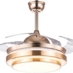 Πτυσσόμενος ανεμιστήρας με μοντέρνο φωτισμό οροφής 42″ και τηλεχειριστήριο 72w FAN-Y006 χρυσό