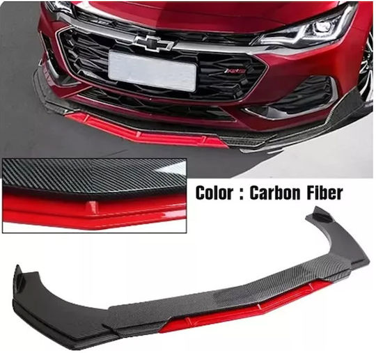 Μπροστινό χείλος σπόιλερ αυτοκινήτου 5 τεμ. HW-0311 carbon-κόκκινο