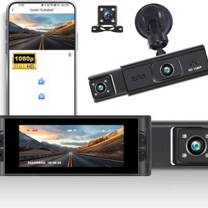 Οθόνη καταγραφής WIFI 3,16 ιντσών αυτοκινήτου 3 καναλιών με εμπρός, πίσω εσωτερική και οπισθοπορείας κάμερα, G-sensor XDG66