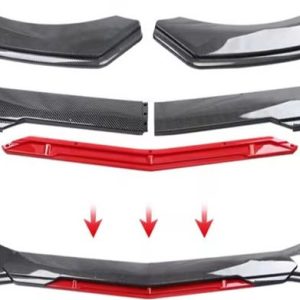 Μπροστινό χείλος σπόιλερ αυτοκινήτου 5 τεμ. HW-0311 carbon-κόκκινο
