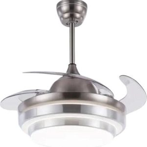 Πτυσσόμενος ανεμιστήρας με μοντέρνο φωτισμό οροφής 42″ και τηλεχειριστήριο 72w FAN-Y005 ασημί