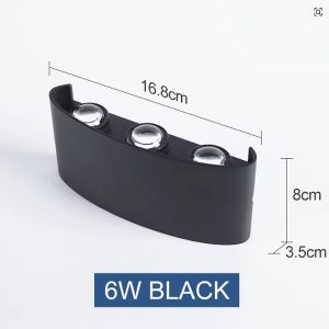 Εξωτερικό Αδιάβροχο Φωτιστικό Τοίχου Αλουμινίου 6W 3000K Μαύρο