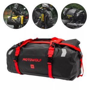 Στεγανός Σάκος 66L Ουράς Μοτοσυκλέτας Motowolf Μαύρο με κόκκινους ιμάντες