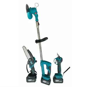 Επαναφορτιζόμενο χορτοκοπτικό, πριόνι 15 cm. και ψαλίδι κλαδέματος 48V/5Ah. +2 Μπαταρίες και φορτιστής HL18668-256