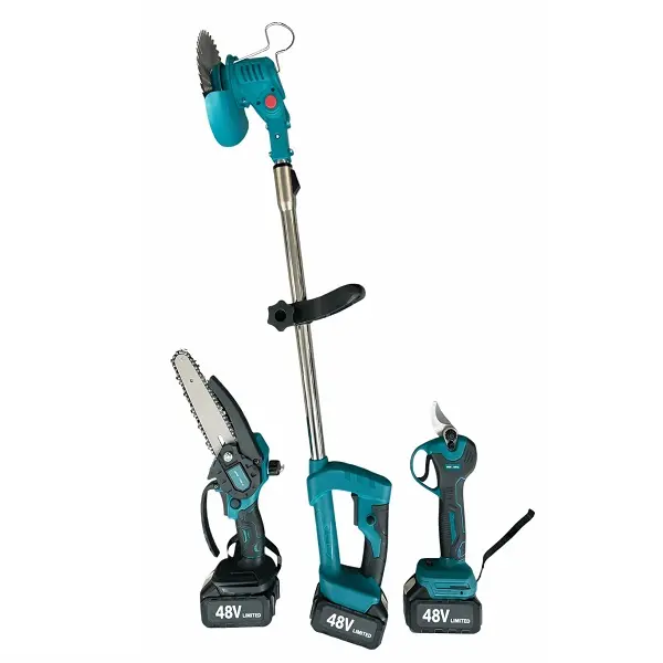 Επαναφορτιζόμενο χορτοκοπτικό, πριόνι 15 cm. και ψαλίδι κλαδέματος 48V/5Ah. +2 Μπαταρίες και φορτιστής HL18668-256
